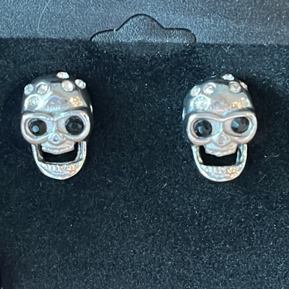 Crystal Skull Post Earrings